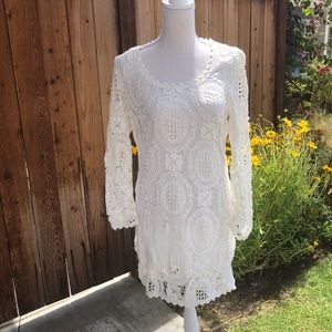 French Connection Ivory Crochet Lace Dress